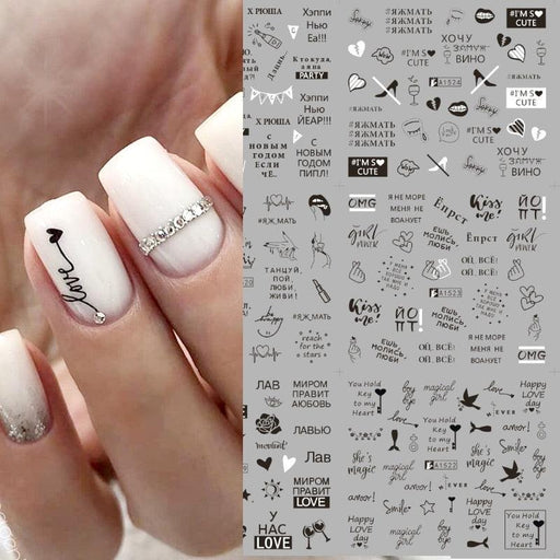 2021 New Geometric Letter nail sticker Water Slider Russian winter decal Christmas new year gift nail slider temporary tattos - Très Elite