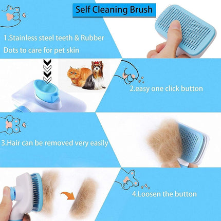 Ergonomic Long-Hair Dog Grooming Brush for Gentle Care
