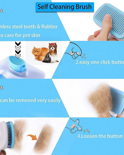 Ergonomic Long-Hair Dog Grooming Brush for Gentle Care