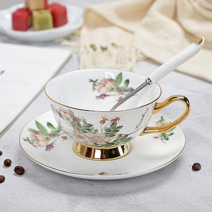 Charming YeFine Bone China Tea Cup & Saucer Set - Whimsical On-Glazed Design