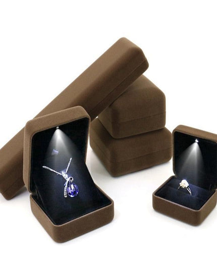 Illuminated Plush Jewelry Display Case with LED Lighting for Elegant Showcasing