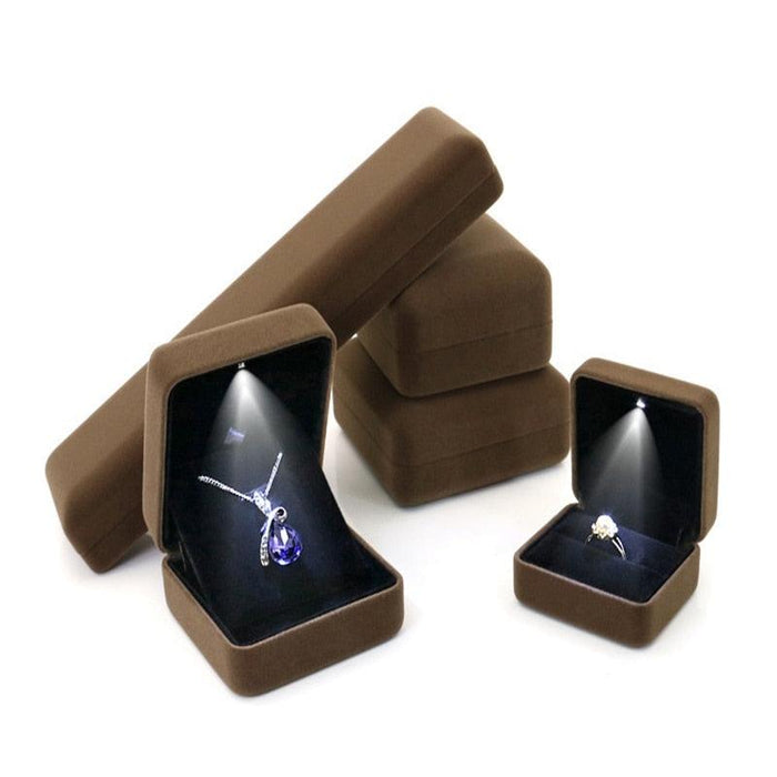 LED Jewelry Display Case with Plush Flannel Interior and Elegant Illumination