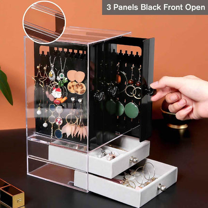 Jewelry Display Case with Adjustable Panels and Dust-Proof Protection