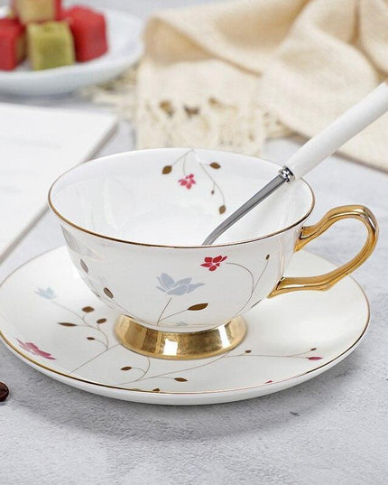 Charming YeFine Bone China Tea Cup & Saucer Set - Whimsical On-Glazed Design