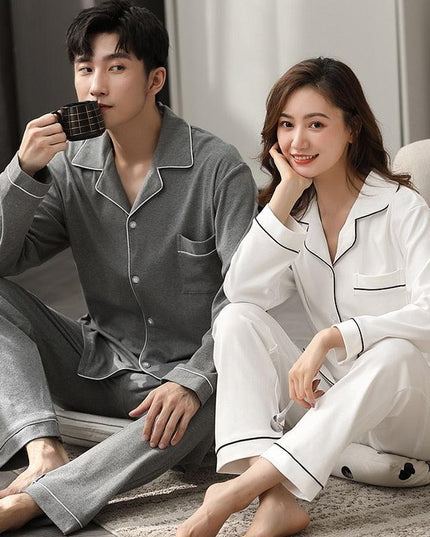 Cozy Couples Winter Cotton Pajama Set - Luxurious Sleepwear for Two