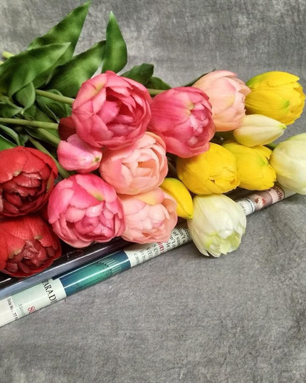 Luxe Artificial Tulip Display - Stunning 40CM Faux Floral Arrangement for Elegant Home Accents