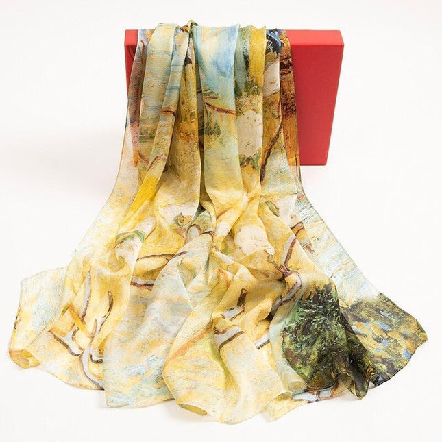 Elegant Silk Chiffon Scarf - Timeless Sophistication for Women
