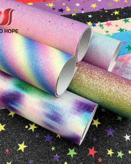 Iridescent Rainbow Sparkle Fabric Sheets - Perfect for Creative DIY Projects
