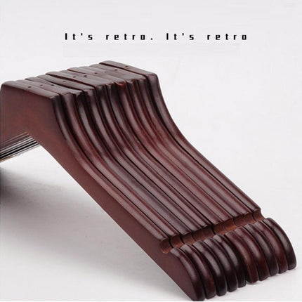 Elegant Wardrobe Enhancement: 10-Piece Premium Solid Wood Hanger Set