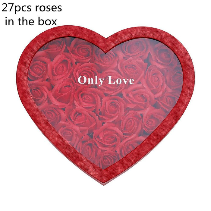 Everlasting Rose Soap Flower Heart Box