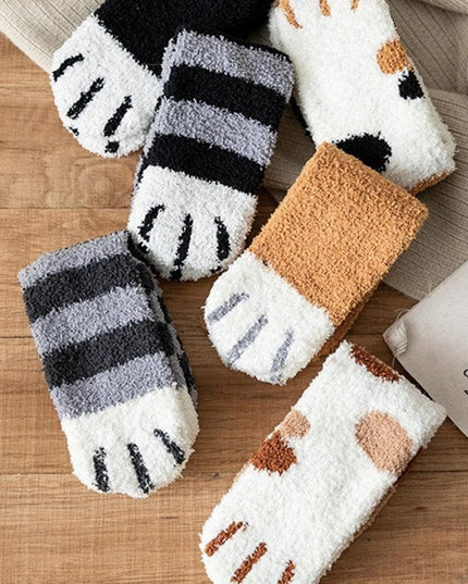 Adorable Furry Paws Women's Fleece Socks - Snuggly and Charming for Cozy Feet