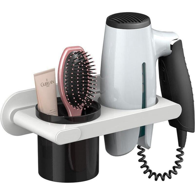 Wall-Mounted Hair Dryer Storage Shelf with No-Drill Installation