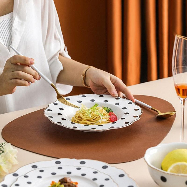 Elegant Artisan Porcelain Dinnerware Collection in Classic Black & White