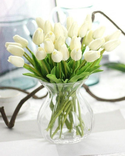 Lifelike PU Tulip Floral Arrangement - 5-Piece Set for Stylish Home Accents