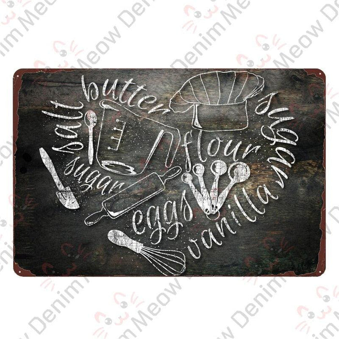 Vintage Metal Kitchen Wall Decor - Rustic Baking and Cooking Sign