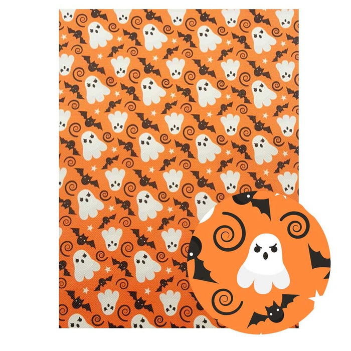 Enchanting Ghost-Printed Leather Fabric for Halloween Crafts