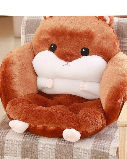 Charming Hamster-Themed Lumbar Support Pillow for Office Comfort