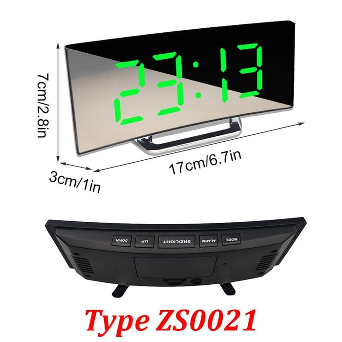 Curved Screen LED Digital Alarm Clock with Temperature and Snooze for Kids Bedroom and Home Decor