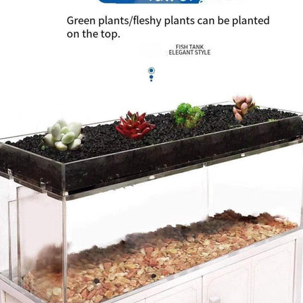 Elegant White Betta Fish Aquarium with Stylish Wooden Stand