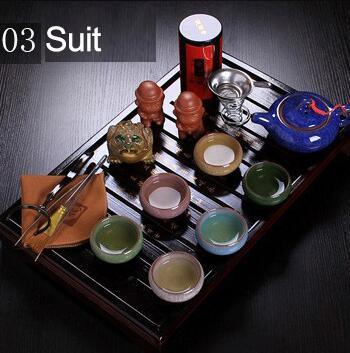 Chinese Traditional Yixing Ceramic Kungfu Tea Set with 26-Piece Collection and Solid Wood Tea Tray