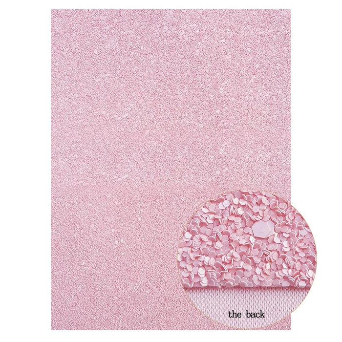 Pink Chunky Glitter PU Leather Sheet Set with Smooth Snake Texture - 22*30cm
