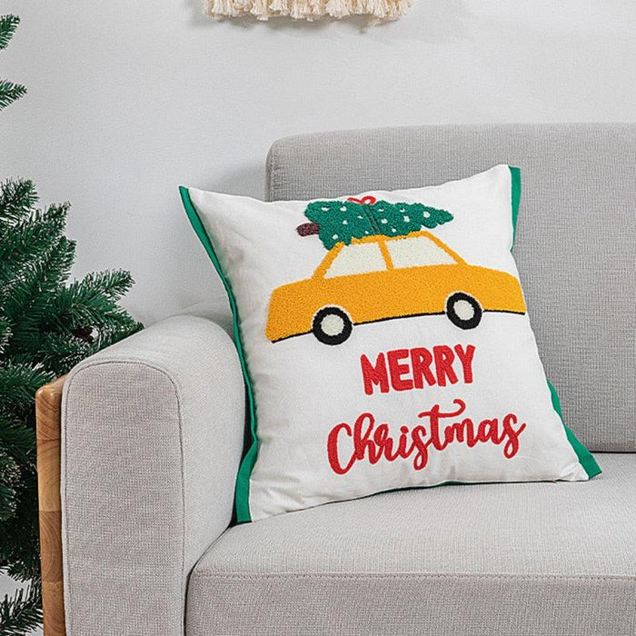 Santa Snowflake Cotton Pillow Cover - Christmas Home Decor Essential