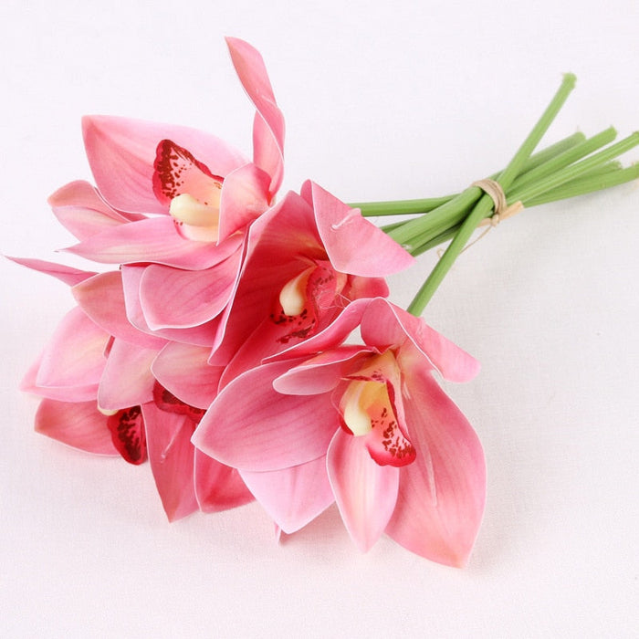6pcs Realistic Artificial Butterfly Orchid Flower Bouquet for Home and Office Decor