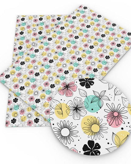Vibrant Geometric Floral Faux Leather Craft Sheet - Elevate Your DIY Projects