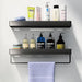 Modern Black Aluminum Bathroom Shelf Set with Space-Saving Design and Towel Bar