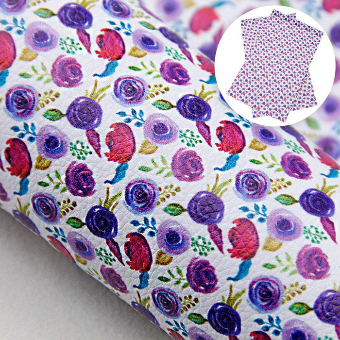 Floral Print Synthetic Leather Crafting Sheet