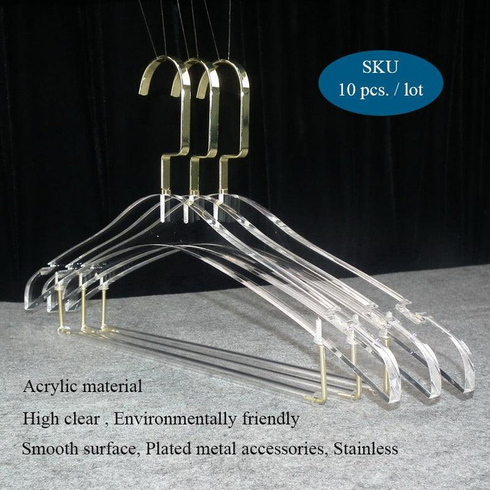 Stylish Acrylic Hanger Set with Attached Hanging Bar for Closet Organization