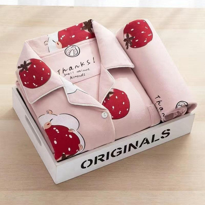 Playful Polka Dot Pajama Set with Fun Cartoon Trousers