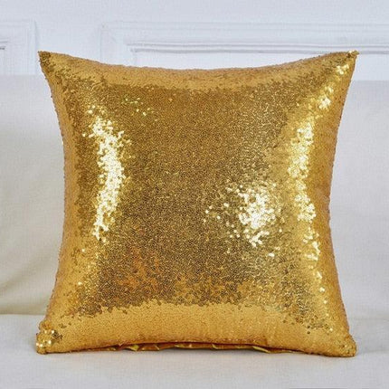 Sparkling Yellow Sequin Cushion Cover