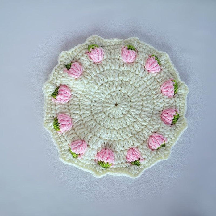Strawberry Knit Coaster for Cups