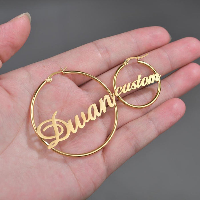 Customized Hoop Earrings with Personalized Name for Women - Circle Letter Earring