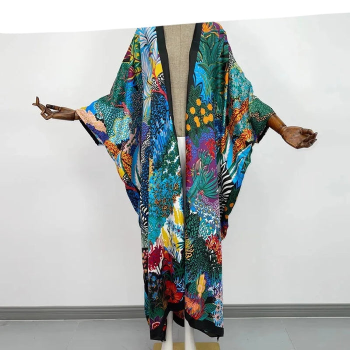 Boho Chic African Autumn Women's Rayon Cardigan for Stylish Occasions