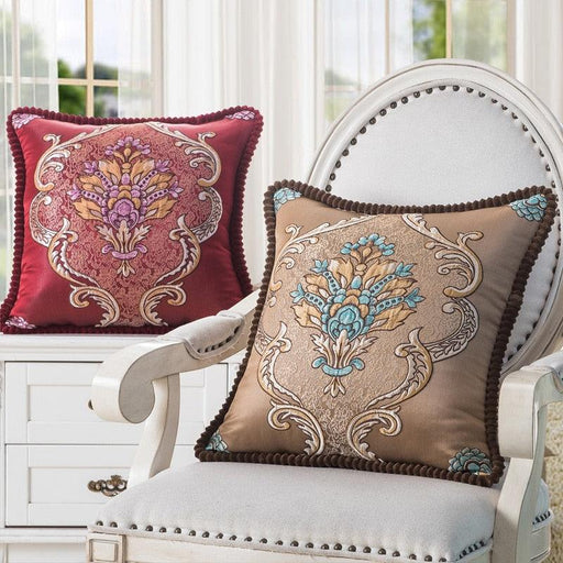 Luxury Embroidery Jacquard Cushion Cover Beaded Edge Pillowcases for Living Room Office Car Pillow Cover Home Decor 48x48cm-0-Très Elite-480mm*480mm-A-blue-Très Elite