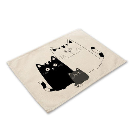 Charming Black Cat Cotton Linen Placemat - Essential Dining Table Accessory