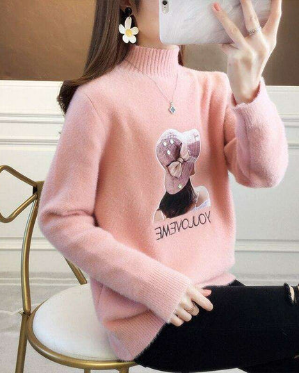 Luxe Blush Cashmere & Faux Mink Velvet Knit Sweater - Women's Ultimate Essential