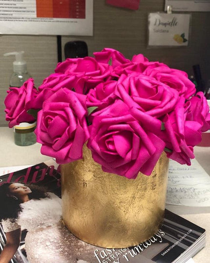 Chic 25-Piece Gray Foam Rose Arrangement - Lifelike and Effortless Decor