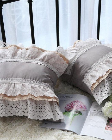 Chic Striped Ruffled Lace Pillowcase for Stylish Home Accents