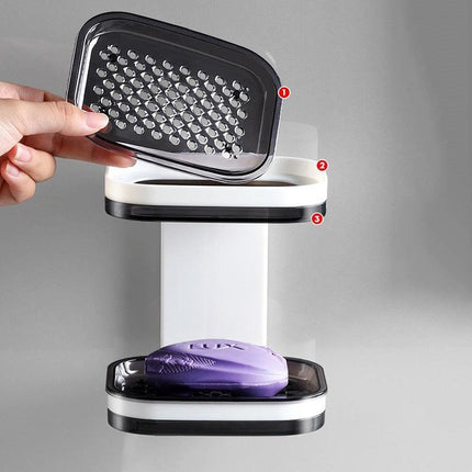 Double Layer Soap and Sponge Storage Shelf with Easy Installation and Draining Holder