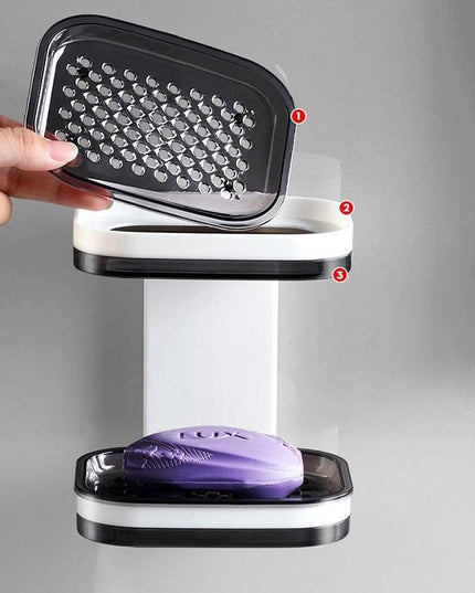 Double Layer Soap and Sponge Storage Shelf with Easy Installation and Draining Holder