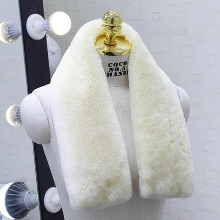 Exquisite Rex Rabbit Fur and Leather Korean Winter Wrap