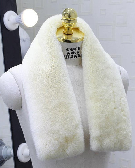 Exquisite Rex Rabbit Fur and Leather Korean Winter Wrap