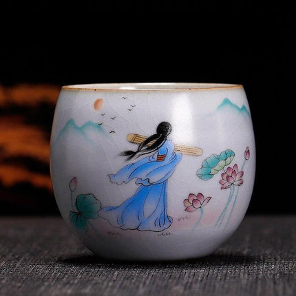 Handcrafted Ru Kiln Porcelain Tea Cup: A Sophisticated Touch to Your Tea Ritual