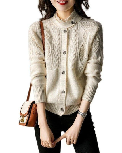 Korean Chic Cashmere High-Neck Sweater Coat for Timeless Elegance