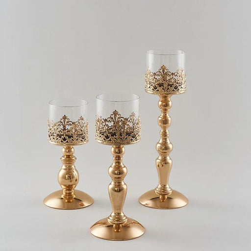 Luxurious Electroplated Glass and Iron Candle Holder