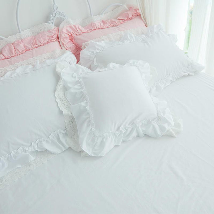 Dreamy Luxury White Lace Ruffle Princess Bedding Ensemble