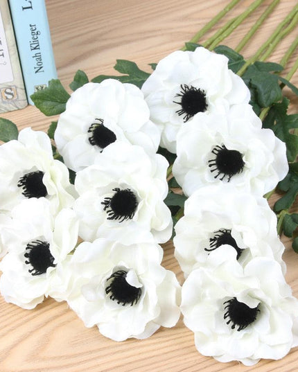 Lifelike Silk Anemone Floral Arrangement Set - 15-Piece Elegance Collection for Home and Events